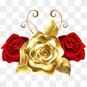 Gold And Red Roses Png Clip Art Image - Gold And Red Roses Png, Transparent Png - red rose png