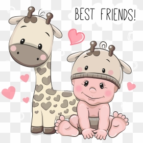 Cartoon Infant Stock Photography Illustration - Baby Giraffe Cartoon, HD Png Download - giraffe png