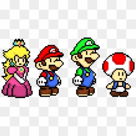 Transparent Mario And Luigi Png - Pixel Art Mario Luigi Peach Toad, Png Download - luigi png