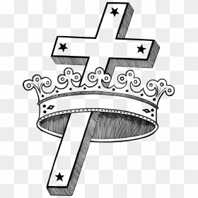 Crown Line Drawing - Crown And Cross Clipart, HD Png Download - princess crown png