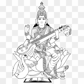 Basant Panchmi - Saraswati Black And White, HD Png Download - saraswati png