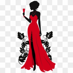 Woman Silhouette Wearing Red Dress, HD Png Download - lady silhouette png