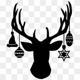 Christmas Deer Head Silhouette, HD Png Download - hanging ornament png