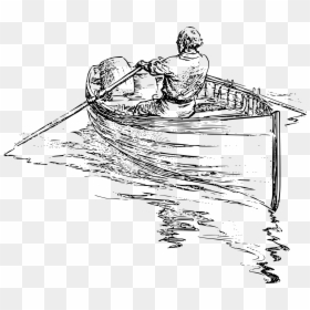 Man Rowing Boat Drawing, HD Png Download - boat.png
