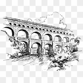 Pont Du Gard Drawing, HD Png Download - bridge png