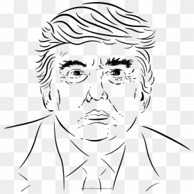 Donald Trump Coloring Page - Line Art, HD Png Download - donald trump face png