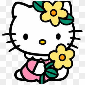 Hello Kitty Clipart Hello Kitty Clip Art Cartoon Clip - Hello Kitty With Flowers, HD Png Download - hello kitty png