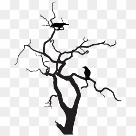 Halloween Tree With Crow Clipart Png Free Library Trees - Crow In Tree Silhouette, Transparent Png - crow png