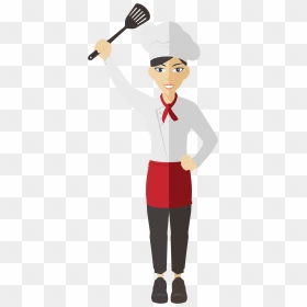 Flat Shaded Female Chef Clip Arts - Man In Restaurant Cartoon, HD Png Download - chef png