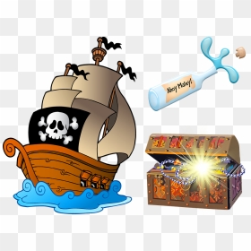Transparent Pirate Ship Png - Pirate Ship With Treasure, Png Download - pirate ship png