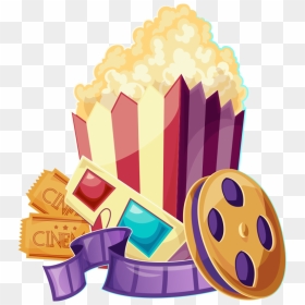 Movie Ticket With Popcorn Clipart Png Free Download - Popcorn Movie Ticket Png, Transparent Png - movie png