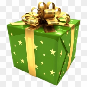 Green Gift Box With Golden Ribbon Clip Arts - Green Gift Png, Transparent Png - gold ribbon png
