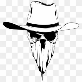 Cowboy Hat Drawing Bandana - Cowboy Skull Drawing, HD Png Download - bandana png