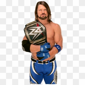 Ajstyles Wwe Styles Aj Champion Wrestling Wrestler - Wwe Aj Styles Wwe Champion, HD Png Download - aj styles png