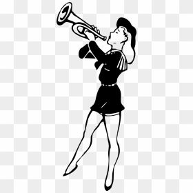 Lady Playing The Trumpet Clip Arts - Woman Playing Trumpet Art, HD Png Download - trumpet png