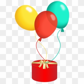 Birthday Balloons And Present - Present With Balloon Png, Transparent Png - birthday balloons png