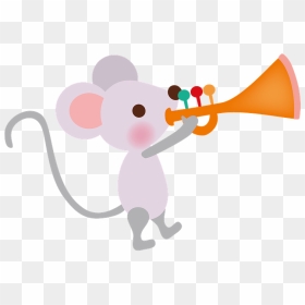 Mouse Playing The Trumpet Clipart - Cartoon, HD Png Download - vhv