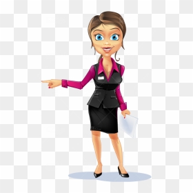 Pointing Business Women Cartoon Character Png - Business Woman Character Png, Transparent Png - cartoon png