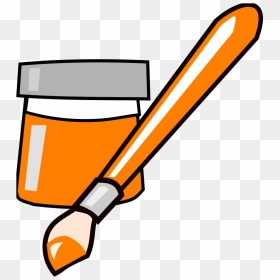 Paint Brush Svg Clip Arts - Paint Brush With Orange Paint Clip Art, HD Png Download - paintbrush png