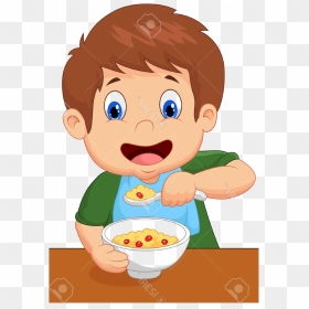 Eat Breakfast Clip Art - Child Eating Breakfast Clipart, HD Png