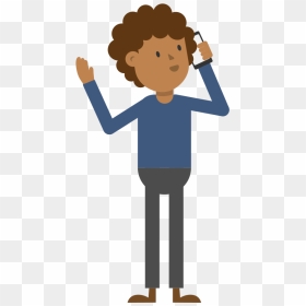 Cartoon Person On Phone, HD Png Download - people standing and talking png