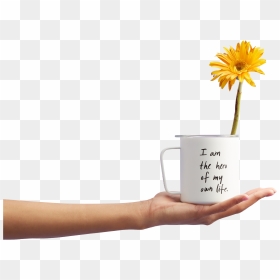 Girl Holding Mug With Flower In Hand, HD Png Download - png format images of flowers