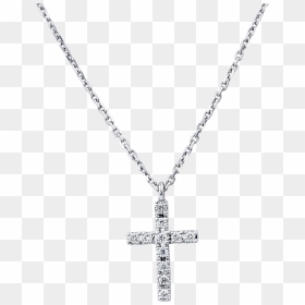 14k White Gold Diamond Cross Necklace - Cross Necklace Transparent, HD Png Download - necklace png