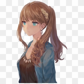 Anime Brown Hair Drawing Blue Hair - Anime Girl With Brown And Blonde Hair, HD Png Download - blonde hair png