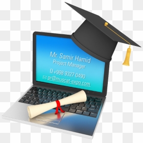 For Exhibiting Enquiries And - Graduation Hat Laptop Logo Png, Transparent Png - graduation hat png
