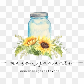 Drawn Mason Jar Sunflower Png - Sunflower Mason Jar Clip Art, Transparent Png - mason jar png