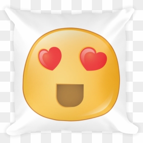 Expressive Heart Eyes Emoji Square Stuffed Pillow - Cushion, HD Png Download - heart eyes emoji png