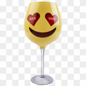 Emoji Heart Eyes Xl Wine Glass - Wine Glass Emoji, HD Png Download - heart eyes emoji png