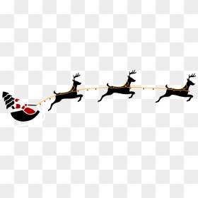 Santa Flying Sleigh Transparent, HD Png Download - reindeer png
