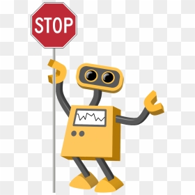 Cartoon Stop Sign With Transparent Background , Png - Robot With Stop Sign, Png Download - stop png