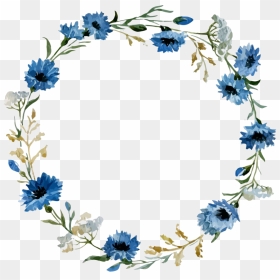 Round Flower Frame - Blue Floral Frame Png, Transparent Png - circle frame png