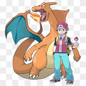 Red & Charizard - Pokemon Trainer Red Png, Transparent Png - charizard png