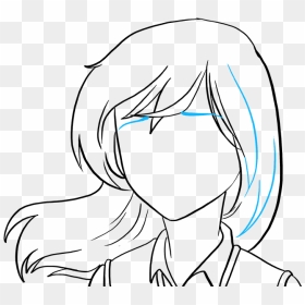 How To Draw Sad Anime Face - Sad Anime Girl Drawing Easy, HD Png Download - anime face png