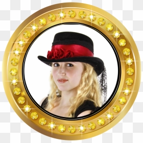 Gothic Rose Top Hat - Circle Gold Frame Png, Transparent Png - gold banner png