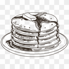 Pancakes Vector Black And White Transparent & Png Clipart - Breakfast Black And White, Png Download - pancakes png