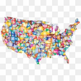 Colorful Low Poly America Usa Map - Clip Art, HD Png Download - usa map png