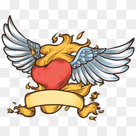 Flaming Heart Vector Illustration - Vector Graphics, HD Png Download - heart vector png