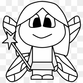 Fairy, Wings, Wand, Big Eyes, Cartoon Person, Black - Portable Network Graphics, HD Png Download - fairy wings png
