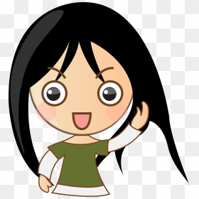 Little Black Hair Girl Cartoon, HD Png Download - anime face png