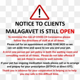 Malagavet Covid Warning - Cell Phone Sign, HD Png Download - warning png