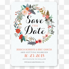 Botanical Wreath Invitation - Save The Date Template Hd, HD Png Download - save the date png