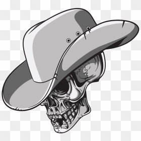 T-shirt Hat Skull Cowboy Png File Hd Clipart - Skull With Cowboy Hat Drawing, Transparent Png - cowboy png