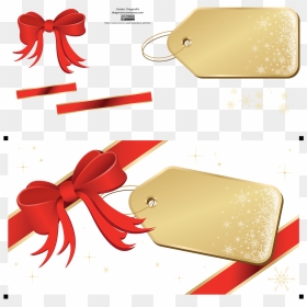 Christmas Ribbon Vector - Tag With Ribbon Vector, HD Png Download - christmas ribbon png