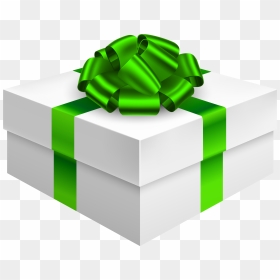 Gift Box With Bow In Green Png Clipart - Gift Box Green Png, Transparent Png - presents png