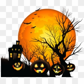Halloween Clipart Full Moon Graphic Freeuse Stock Large - Haunted House Halloween Clip Art, HD Png Download - full moon png