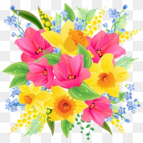 Flower Bouquet Clip Art - Bouquet Transparent Spring Flowers, HD Png Download - spring flowers png